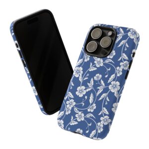Blue Floral Tough Phone Case — Protective Floral iPhone Cover - Image 76