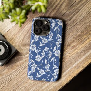 Blue Floral Tough Phone Case — Protective Floral iPhone Cover - Image 83