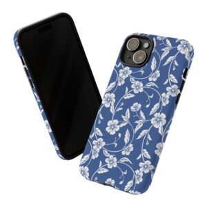 Blue Floral Tough Phone Case — Protective Floral iPhone Cover - Image 73