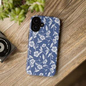Blue Floral Tough Phone Case — Protective Floral iPhone Cover - Image 98