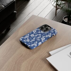 Blue Floral Tough Phone Case — Protective Floral iPhone Cover - Image 42