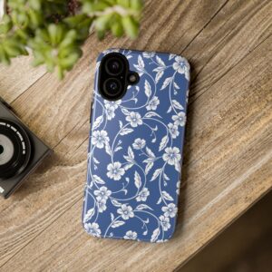Blue Floral Tough Phone Case — Protective Floral iPhone Cover - Image 94