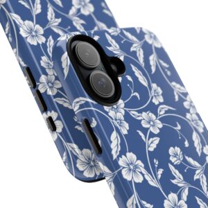 Blue Floral Tough Phone Case — Protective Floral iPhone Cover - Image 92