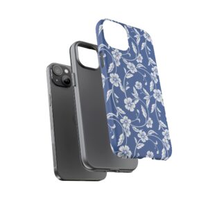 Blue Floral Tough Phone Case — Protective Floral iPhone Cover - Image 53