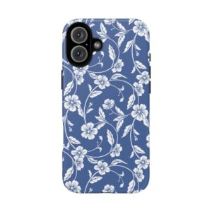 Blue Floral Tough Phone Case — Protective Floral iPhone Cover - Image 95
