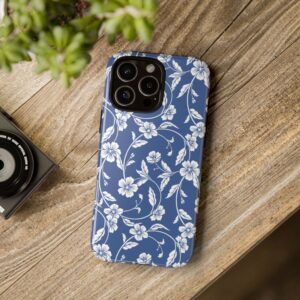 Blue Floral Tough Phone Case — Protective Floral iPhone Cover - Image 110