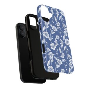 Blue Floral Tough Phone Case — Protective Floral iPhone Cover - Image 97