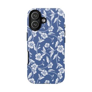 Blue Floral Tough Phone Case — Protective Floral iPhone Cover - Image 116