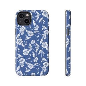 Blue Floral Tough Phone Case — Protective Floral iPhone Cover - Image 47
