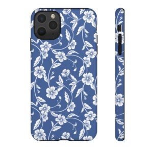 Blue Floral Tough Phone Case — Protective Floral iPhone Cover - Image 6