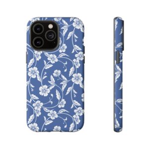 Blue Floral Tough Phone Case — Protective Floral iPhone Cover - Image 59