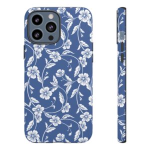 Blue Floral Tough Phone Case — Protective Floral iPhone Cover - Image 29
