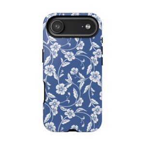 Blue Floral Tough Phone Case — Protective Floral iPhone Cover - Image 117