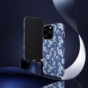 Blue Floral Tough Phone Case — Protective Floral iPhone Cover - Image 24