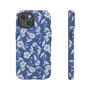 Blue Floral Tough Phone Case — Protective Floral iPhone Cover - Image 66