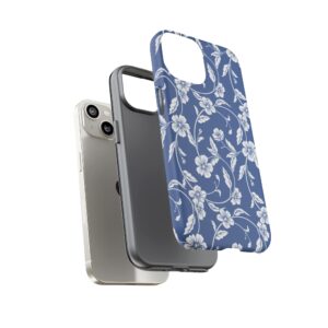 Blue Floral Tough Phone Case — Protective Floral iPhone Cover - Image 37