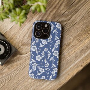 Blue Floral Tough Phone Case — Protective Floral iPhone Cover - Image 106