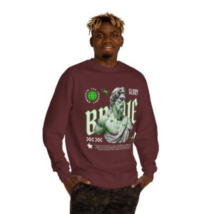 Vaporwave Statue Crewneck Sweatshirt — "Brave" Graphic Streetwear - Image 4
