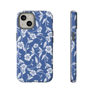 Blue Floral Tough Phone Case — Protective Floral iPhone Cover - Image 31