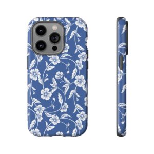 Blue Floral Tough Phone Case — Protective Floral iPhone Cover - Image 39