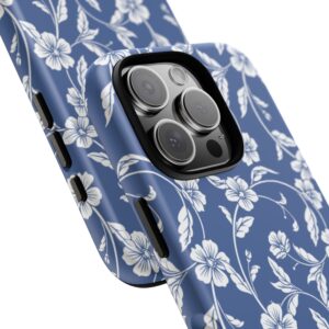 Blue Floral Tough Phone Case — Protective Floral iPhone Cover - Image 104