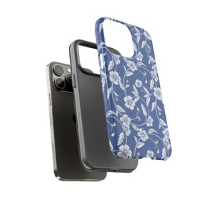Blue Floral Tough Phone Case — Protective Floral iPhone Cover - Image 57