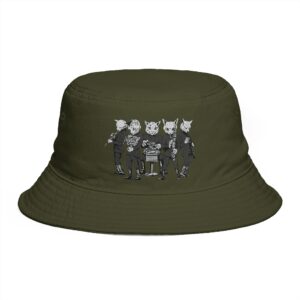 Bucket Hat — Vintage Anthropomorphic Cat Band Illustration - Image 9