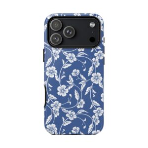 Blue Floral Tough Phone Case — Protective Floral iPhone Cover - Image 121