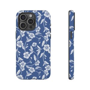 Blue Floral Tough Phone Case — Protective Floral iPhone Cover - Image 84