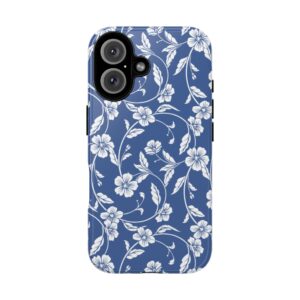Blue Floral Tough Phone Case — Protective Floral iPhone Cover - Image 87