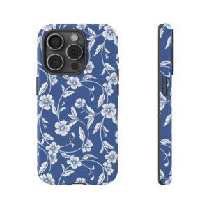 Blue Floral Tough Phone Case — Protective Floral iPhone Cover - Image 75