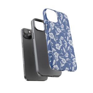 Blue Floral Tough Phone Case — Protective Floral iPhone Cover - Image 49