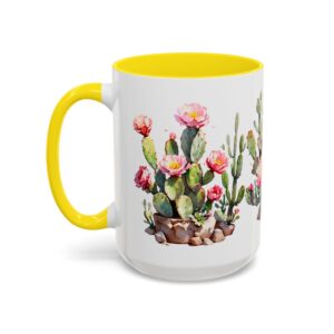 Cactus Blossom Accent Coffee Mug — Floral Prickly Pear Design (11/15oz) - Image 47