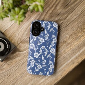 Blue Floral Tough Phone Case — Protective Floral iPhone Cover - Image 90