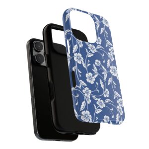 Blue Floral Tough Phone Case — Protective Floral iPhone Cover - Image 101
