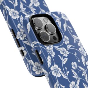 Blue Floral Tough Phone Case — Protective Floral iPhone Cover - Image 108