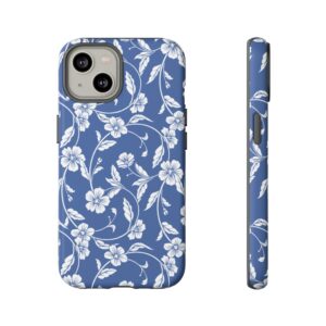 Blue Floral Tough Phone Case — Protective Floral iPhone Cover - Image 35