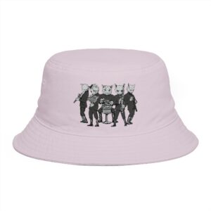 Bucket Hat — Vintage Anthropomorphic Cat Band Illustration - Image 13