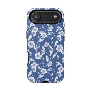 Blue Floral Tough Phone Case — Protective Floral iPhone Cover - Image 118