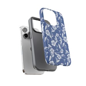 Blue Floral Tough Phone Case — Protective Floral iPhone Cover - Image 45