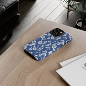 Blue Floral Tough Phone Case — Protective Floral iPhone Cover - Image 58