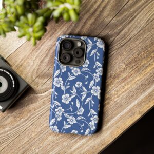 Blue Floral Tough Phone Case — Protective Floral iPhone Cover - Image 77