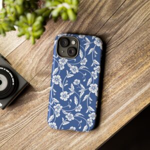 Blue Floral Tough Phone Case — Protective Floral iPhone Cover - Image 65