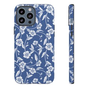 Blue Floral Tough Phone Case — Protective Floral iPhone Cover - Image 27