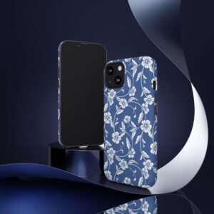 Blue Floral Tough Phone Case — Protective Floral iPhone Cover - Image 18