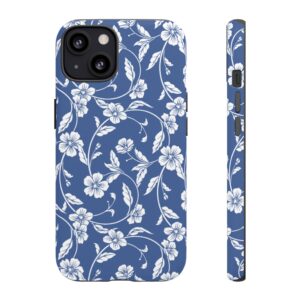 Blue Floral Tough Phone Case — Protective Floral iPhone Cover - Image 17