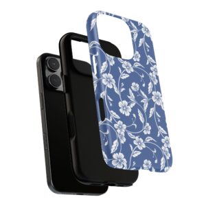 Blue Floral Tough Phone Case — Protective Floral iPhone Cover - Image 105