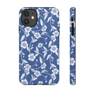 Blue Floral Tough Phone Case — Protective Floral iPhone Cover - Image 3